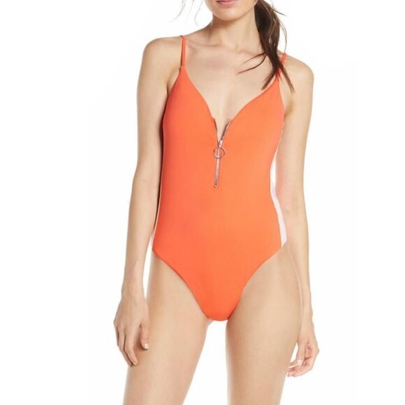 NWT MSRP $64 The Bikini Lab Front Zip One-Piece Swimsuit Women's Size Medium - Picture 9 of 11